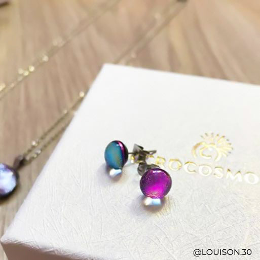 Microcosmoses EARRINGS GLASS REFLET EARRINGS INDIGO ~ ETERNAL FUSHIA | ECLIPSE | STUD | REFLET