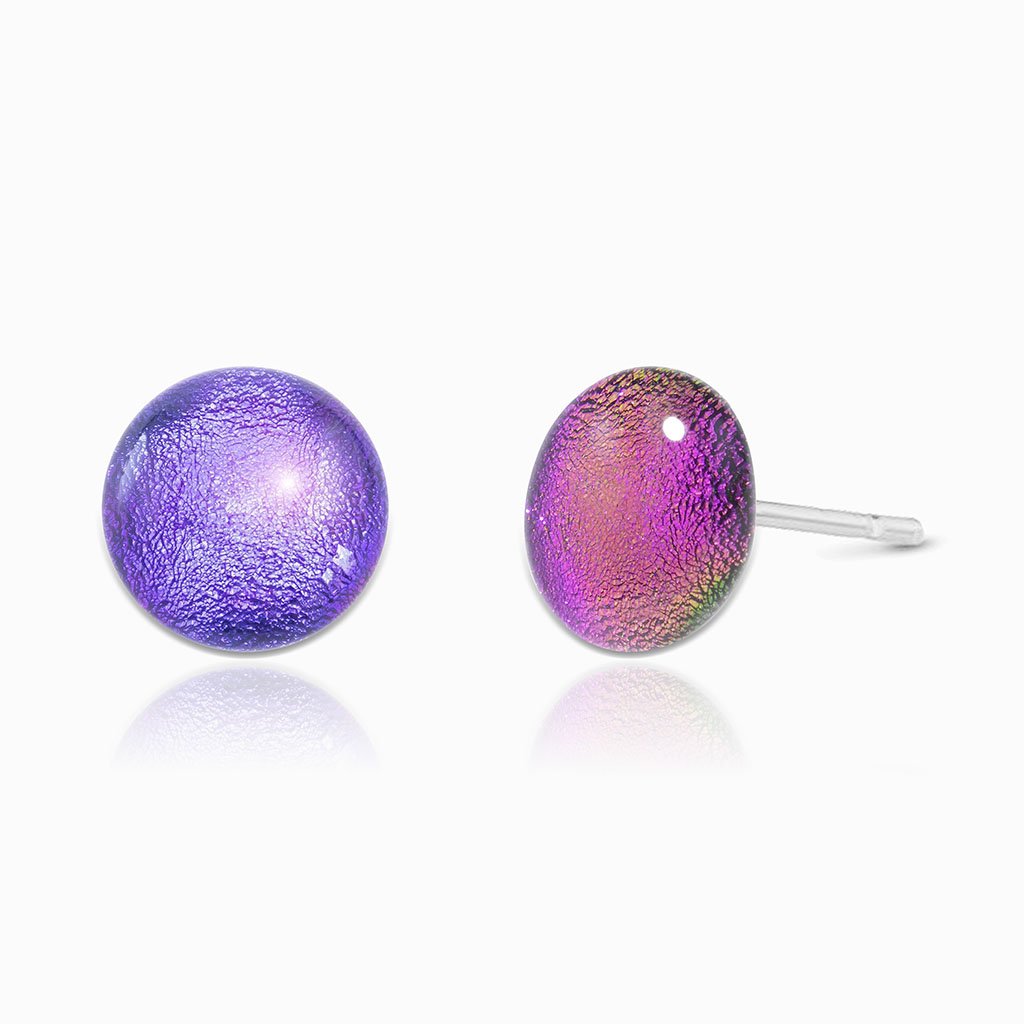 Microcosmoses EARRINGS GLASS REFLET EARRINGS INDIGO ~ ETERNAL FUSHIA | ECLIPSE | STUD | REFLET