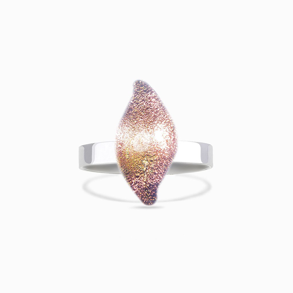 Microcosmoses RINGS GLASS REFLET RING COPPER ~ GREEN BOKEH | ALMOND | REFLET