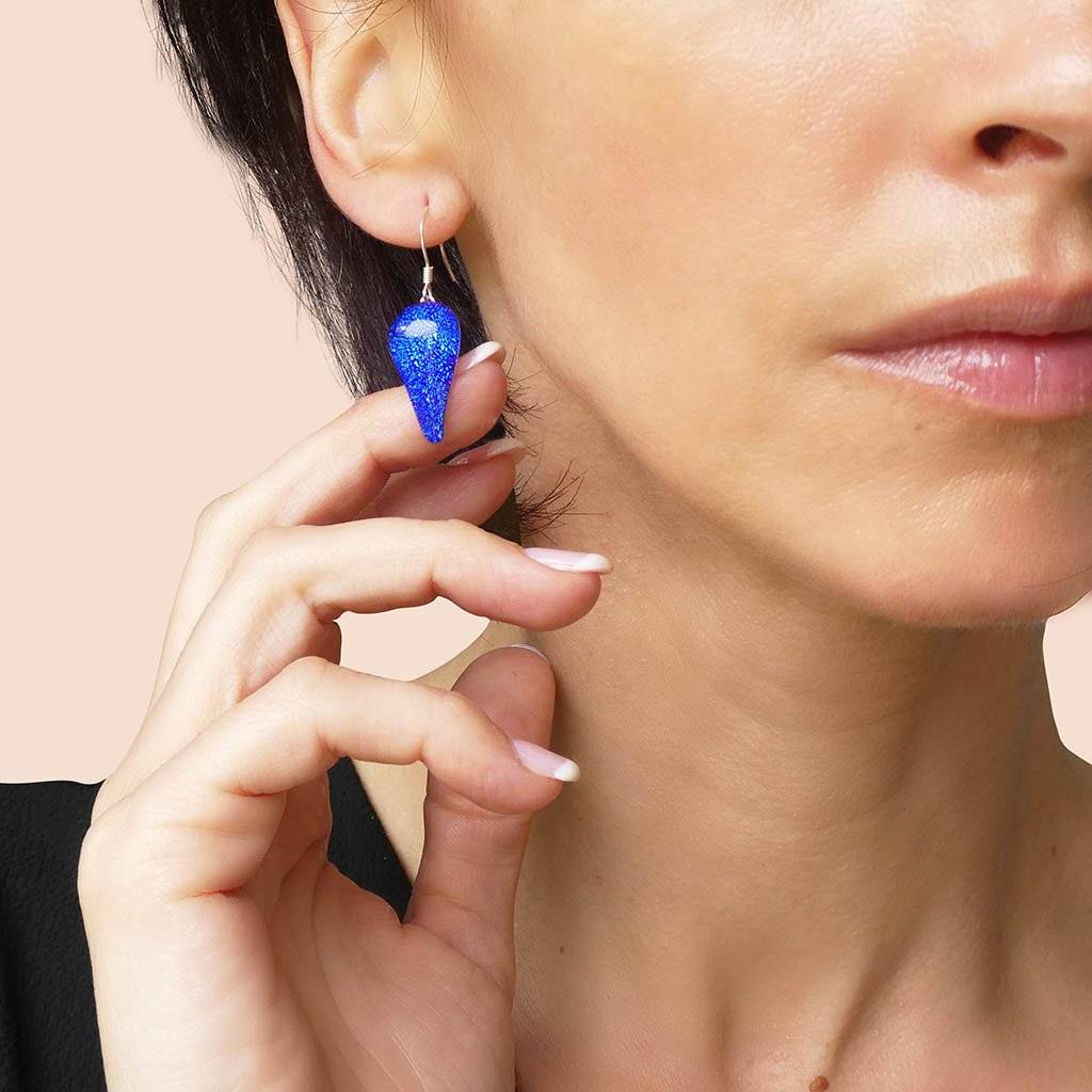 Microcosmoses EARRINGS DROP GLASS REFLET EARRINGS STARRY BLUE ~ INDIGO | DROP | SILVER 925 | REFLET
