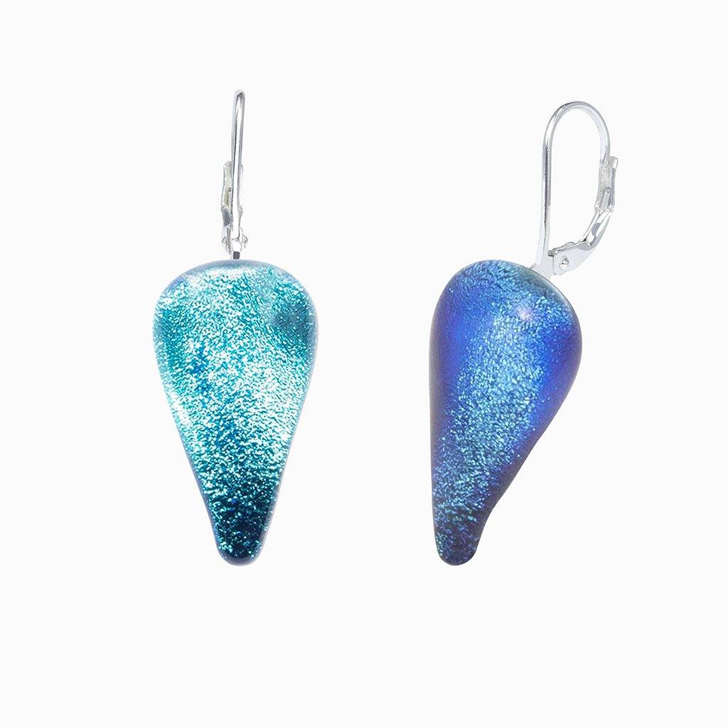 Microcosmoses EARRINGS DROP GLASS REFLET EARRINGS TURQUOISE ~ NIGHT BLUE | DROP | SILVER 925 | REFLET