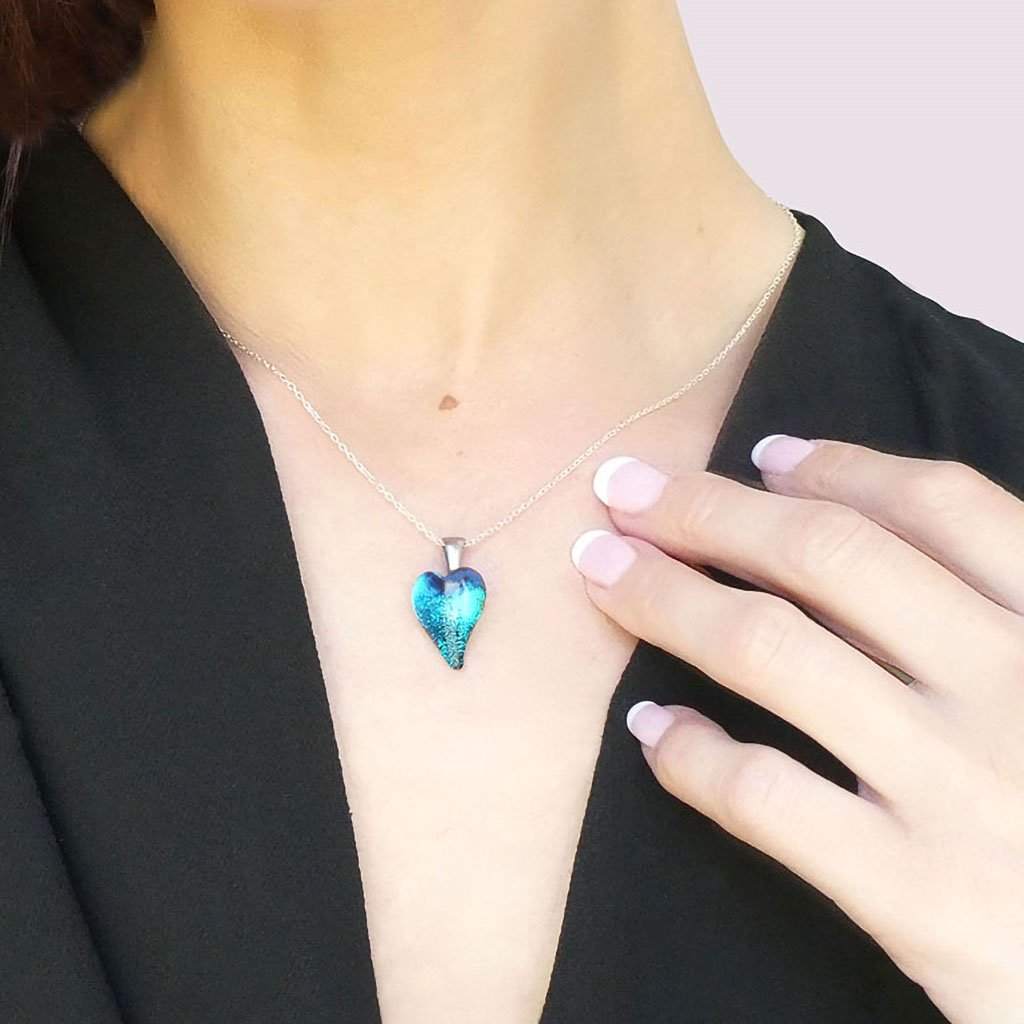 Microcosmoses NECKLACE NECKLACE EMERAUDE ~ IRIS BLUE | HEART | REFLET