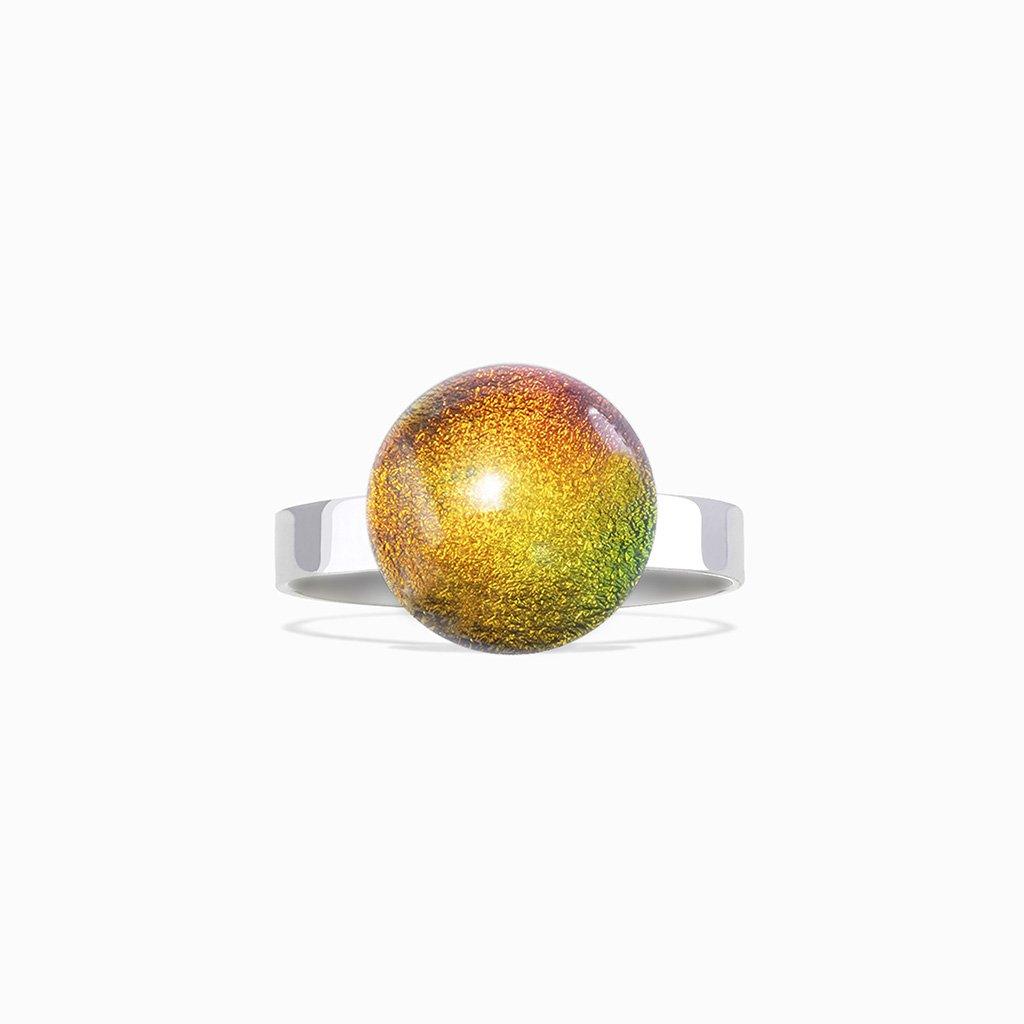 Microcosmoses RINGS GLASS REFLET RING ORANGE FIRE ~ CRYSTAL GREEN | ECLIPSE | REFLET