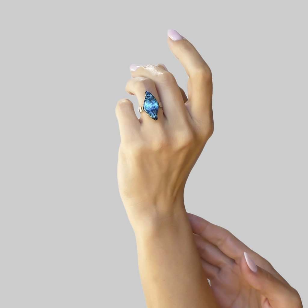 Microcosmoses RINGS GLASS REFLET RING VERT DE BLEU ~ TEAL | ALMOND | REFLET